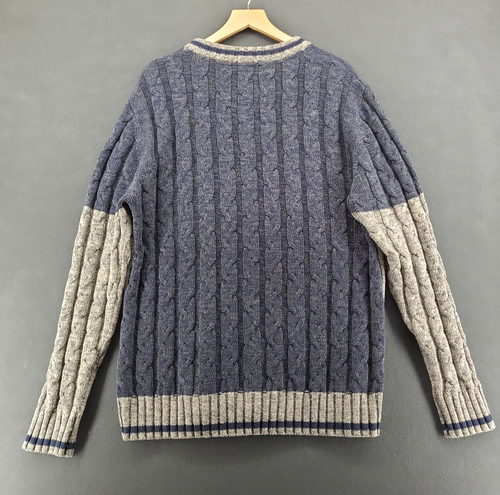 Bruzer University of Toronto Sweater Mens L Grey Blue Cable Knit - photo 3