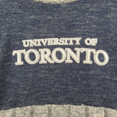 Bruzer University of Toronto Sweater Mens L Grey Blue Cable Knit - photo 4