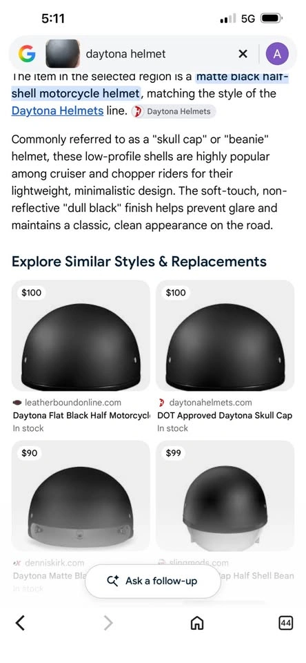 Daytona Skull Cap Half Shell Motorcycle Helmet - Size M - photo 4