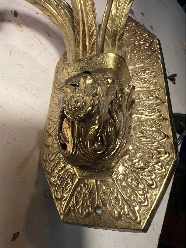 Vintage French 3-way light ball wall brass sconces - photo 3