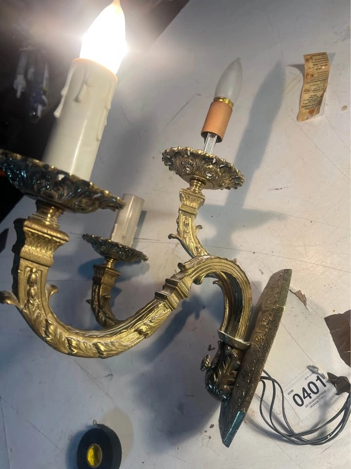 Vintage French 3-way light ball wall brass sconces - photo 4
