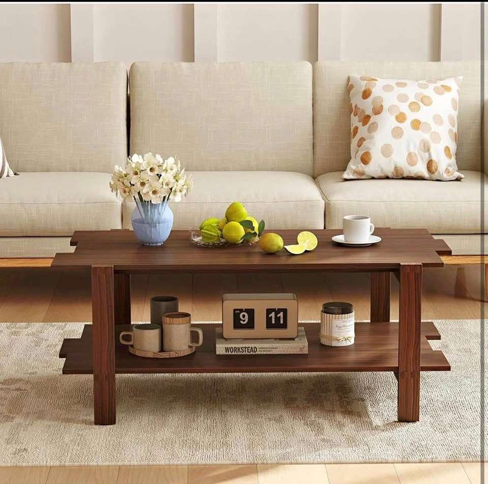 Dual-Tier Dark Wood Coffee Table