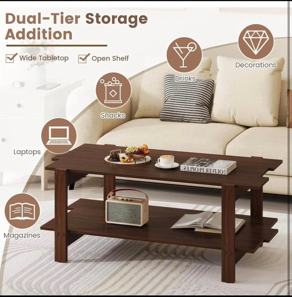 Dual-Tier Dark Wood Coffee Table - photo 2