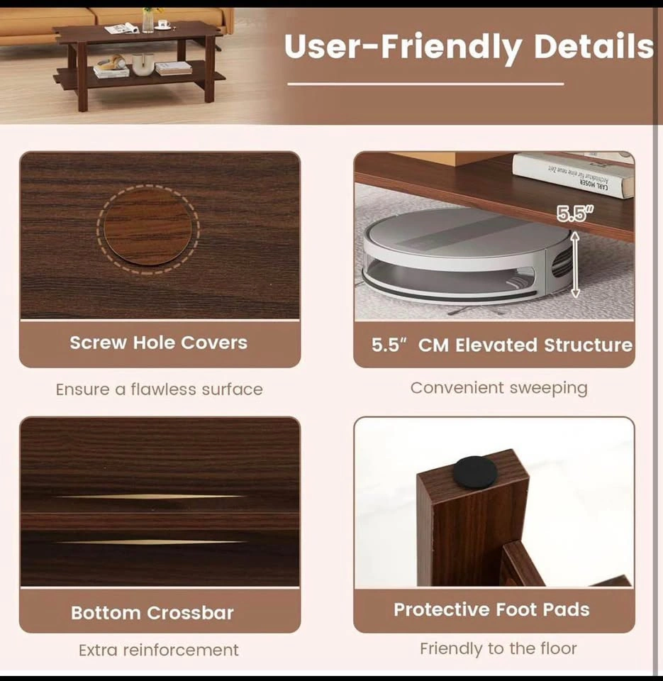 Dual-Tier Dark Wood Coffee Table - photo 3