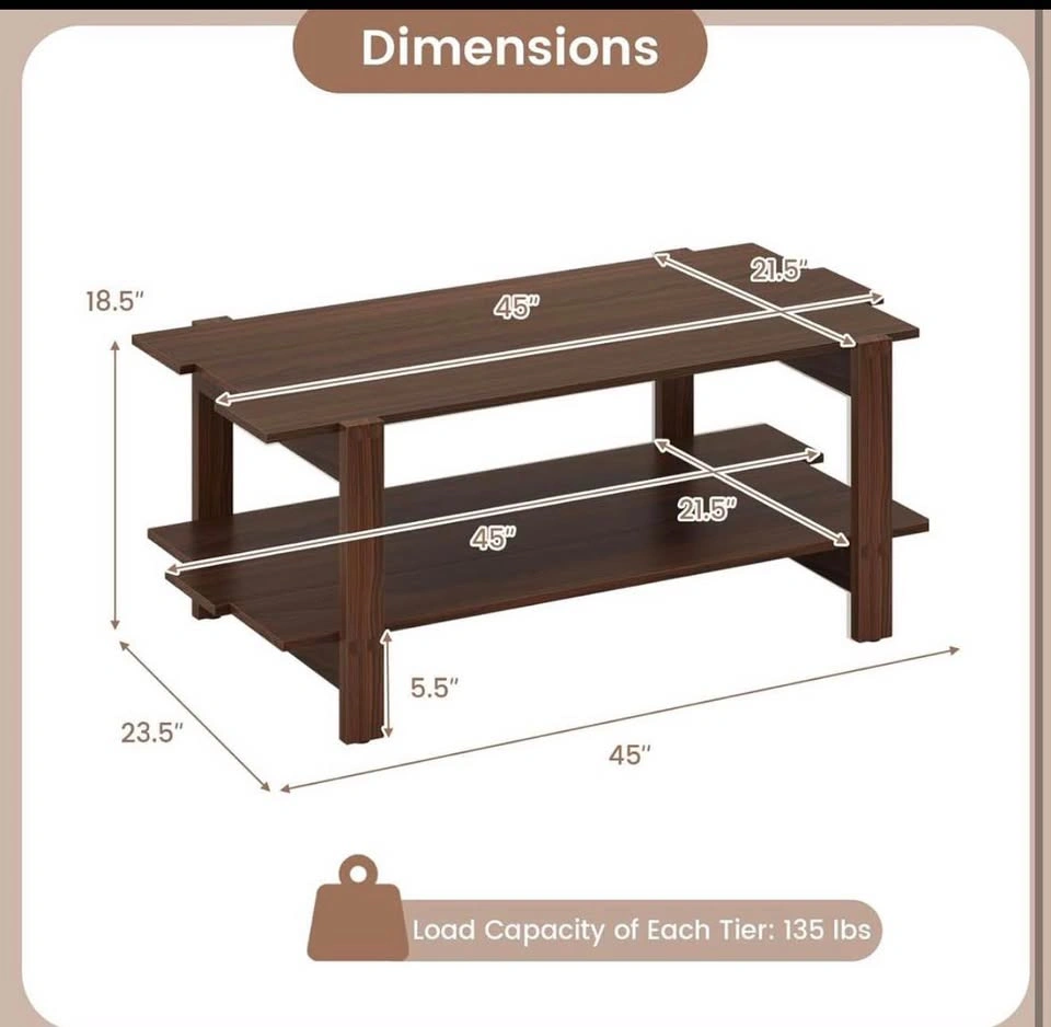 Dual-Tier Dark Wood Coffee Table - photo 4