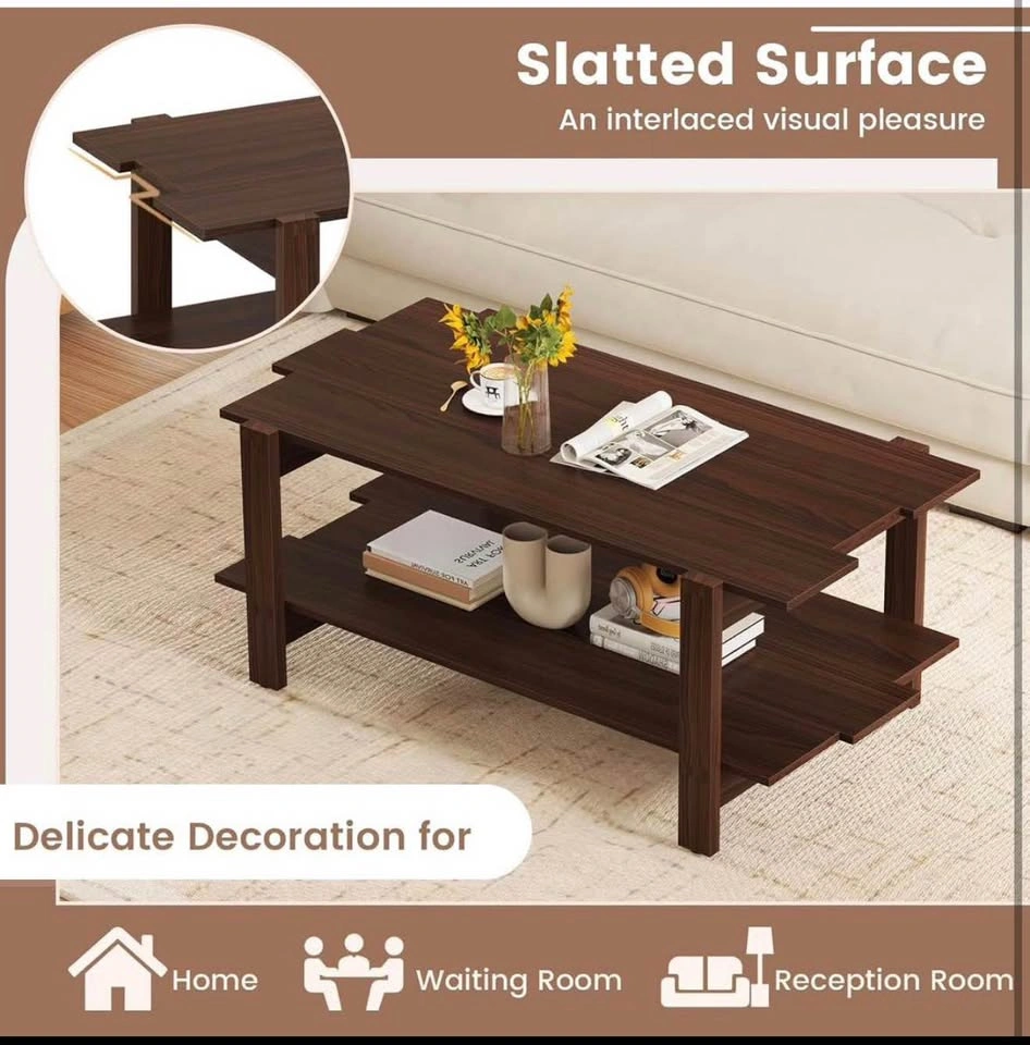Dual-Tier Dark Wood Coffee Table - photo 5
