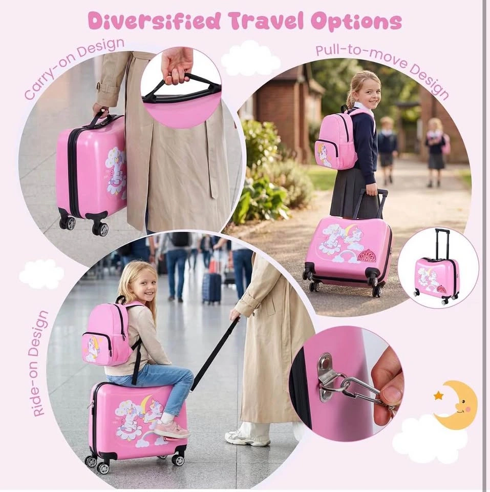 2-Piece Kids Unicorn Ride-On Suitcase and Backpack Set - photo 2