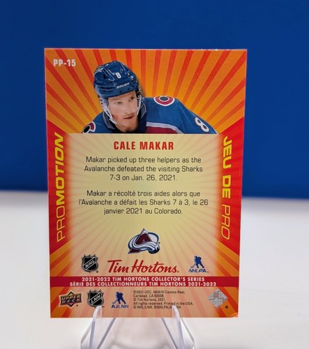 Cale Makar 2021-22 Tim Hortons ProMotion PP-15 Upper Deck - photo 2