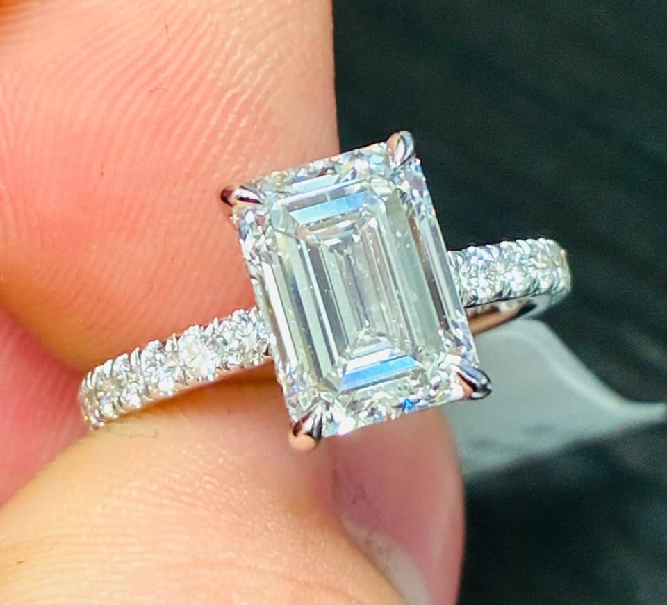 14K White Gold 3.5ct lab Diamond Ring — Size 6.5 - photo 5