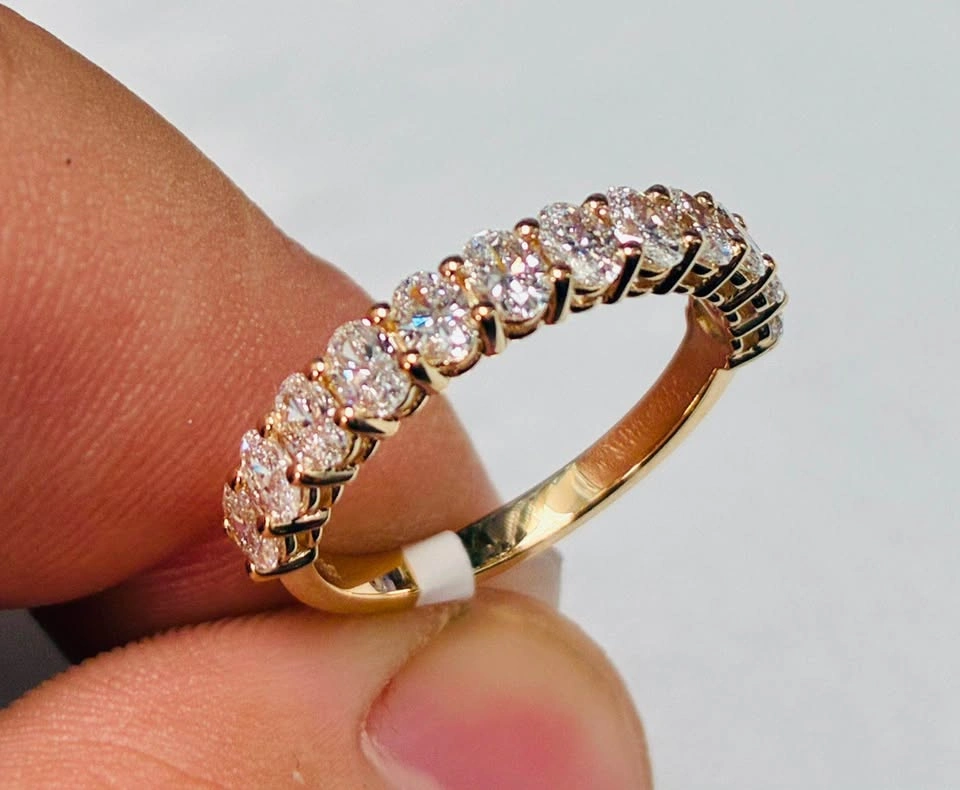 14k lab diamond 1.16ct half eternity ring - photo 5
