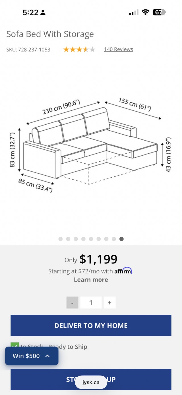 JYSK Sofa Bed With Storage