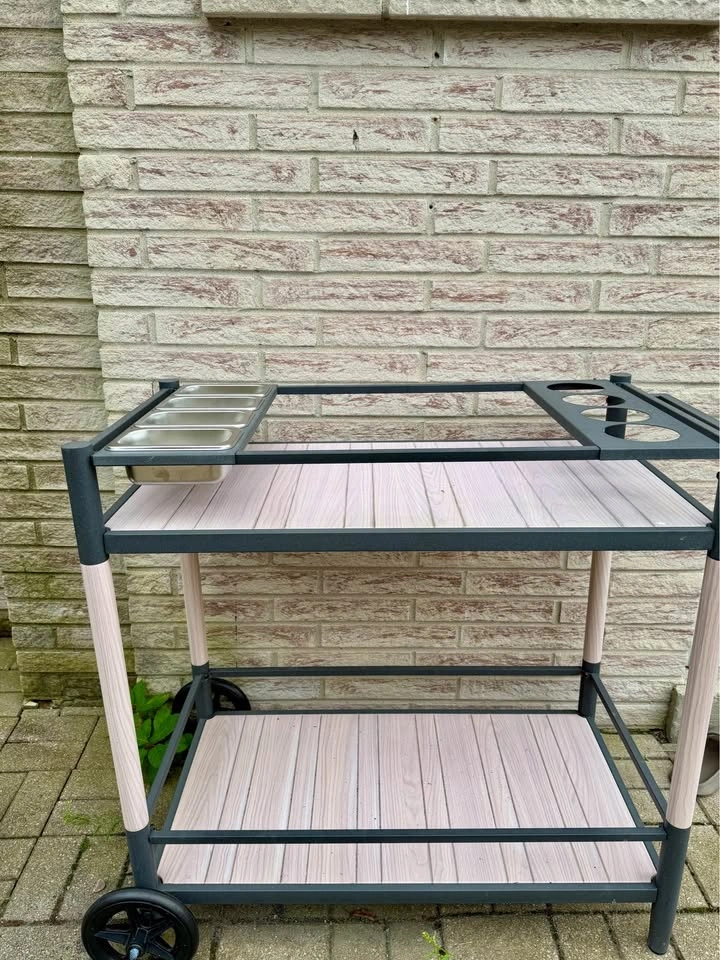 Outdoor Hampton Bay Serving Cart with Condiment Trays in Brown - photo 2