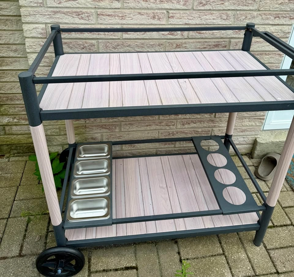 Outdoor Hampton Bay Serving Cart with Condiment Trays in Brown - photo 3