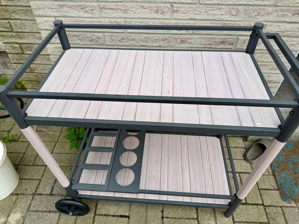 Outdoor Hampton Bay Serving Cart with Condiment Trays in Brown - photo 4