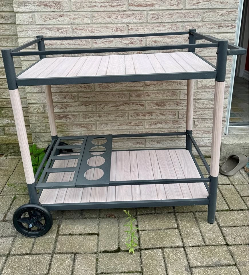 Outdoor Hampton Bay Serving Cart with Condiment Trays in Brown - photo 5