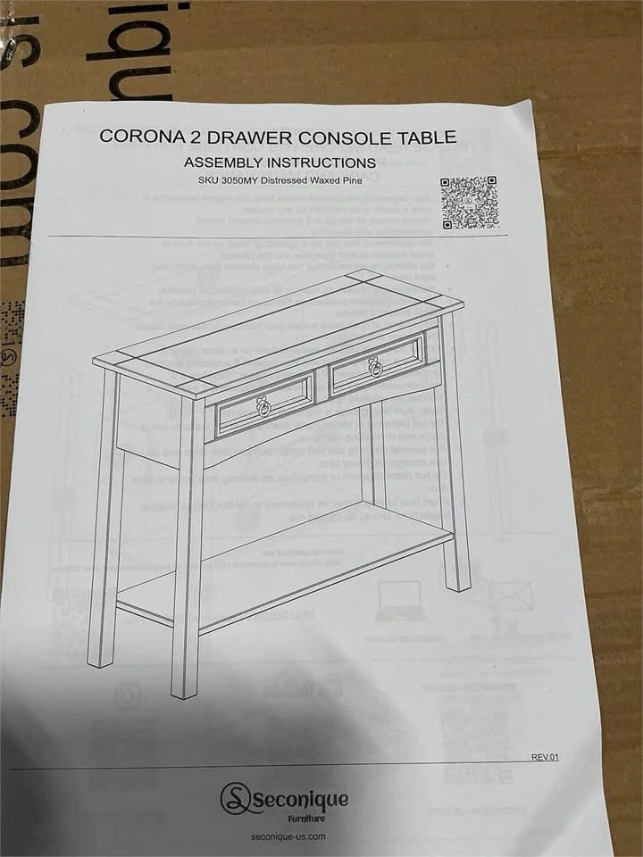 BN- Pinewood Console Table with 2 Drawers - photo 5