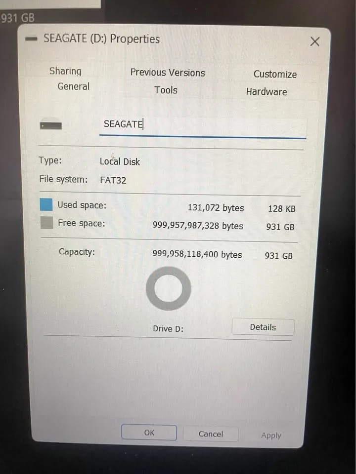 Seagate 1TB hard drive thumbnail