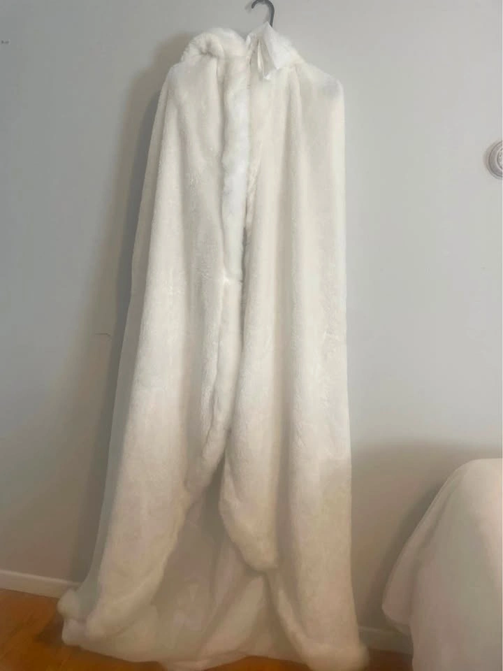 White Faux Fur Hooded Cape Costume