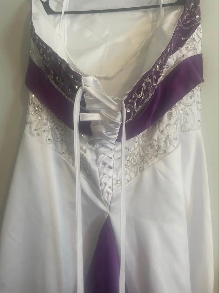 White and Purple Embroidered gown costume with Corset Back - photo 2