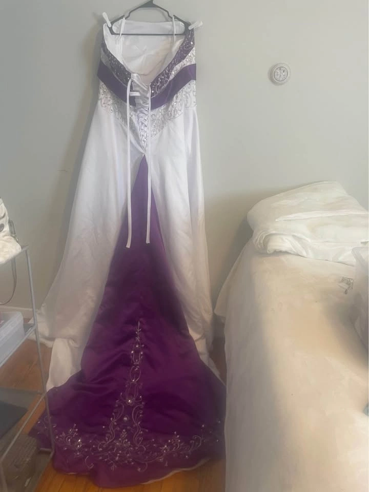 White and Purple Embroidered gown costume with Corset Back - photo 3
