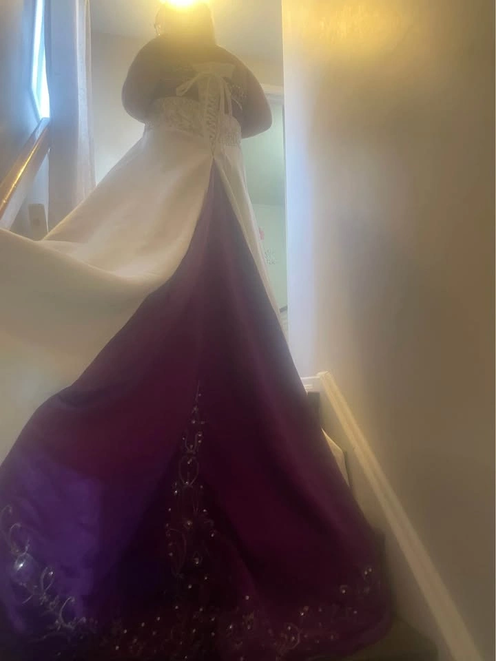 White and Purple Embroidered gown costume with Corset Back - photo 5