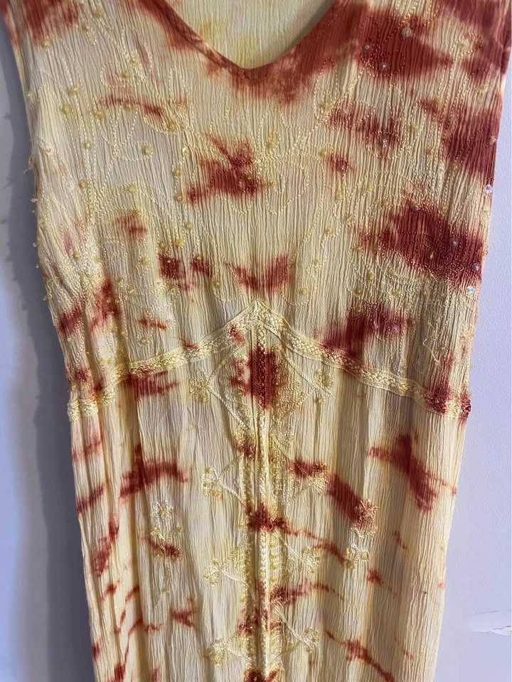Double-Decker Yellow and Orange Tie-Dye Maxi Dress Size M - photo 2