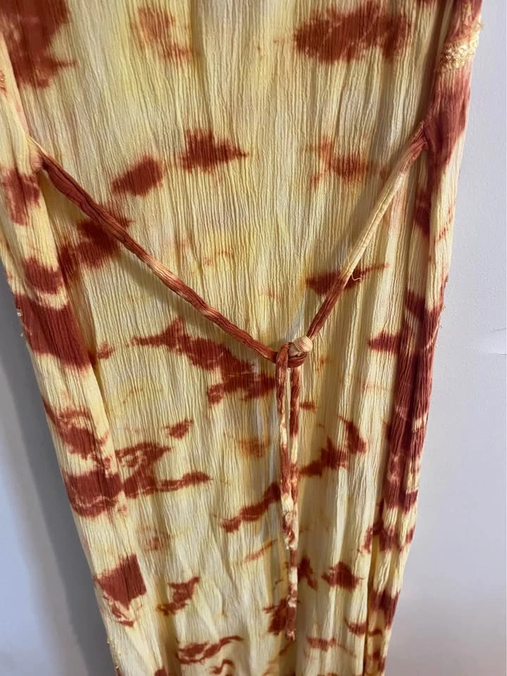 Double-Decker Yellow and Orange Tie-Dye Maxi Dress Size M - photo 3