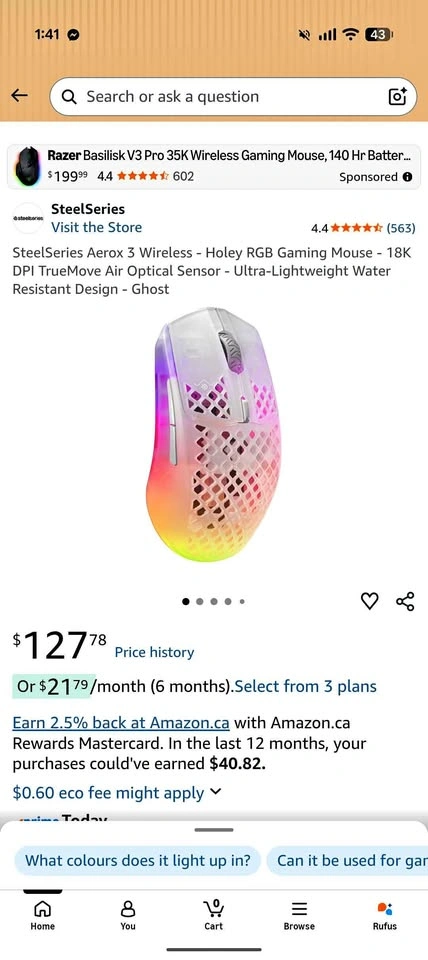SteelSeries Aerox 3 Wireless Gaming Mouse