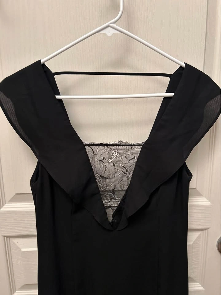 Elegant Black Midi Dress with Lace Detail from Topshop - photo 2