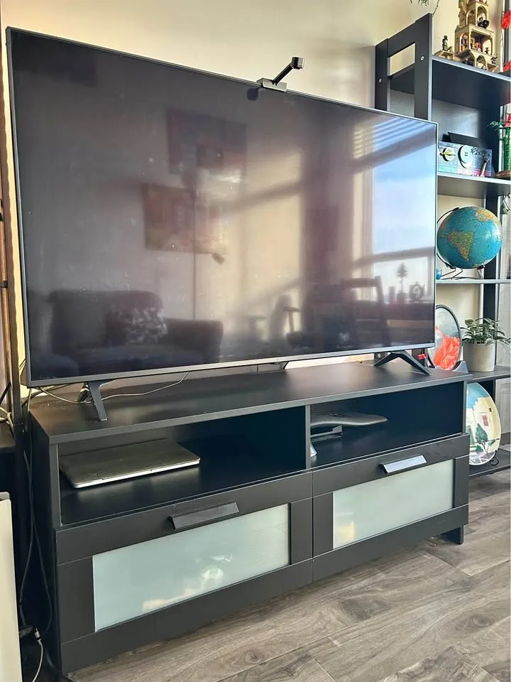 Black TV stand with 2 big drawers