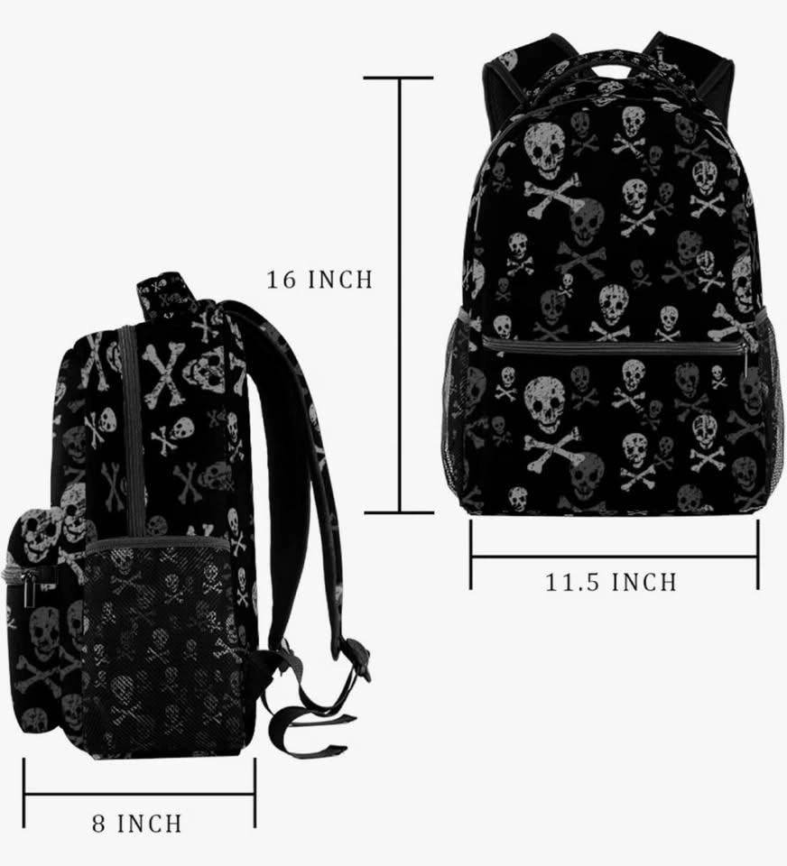 NEW Skull and Crossbones Backpack - 16" School & Travel Daypack - photo 2