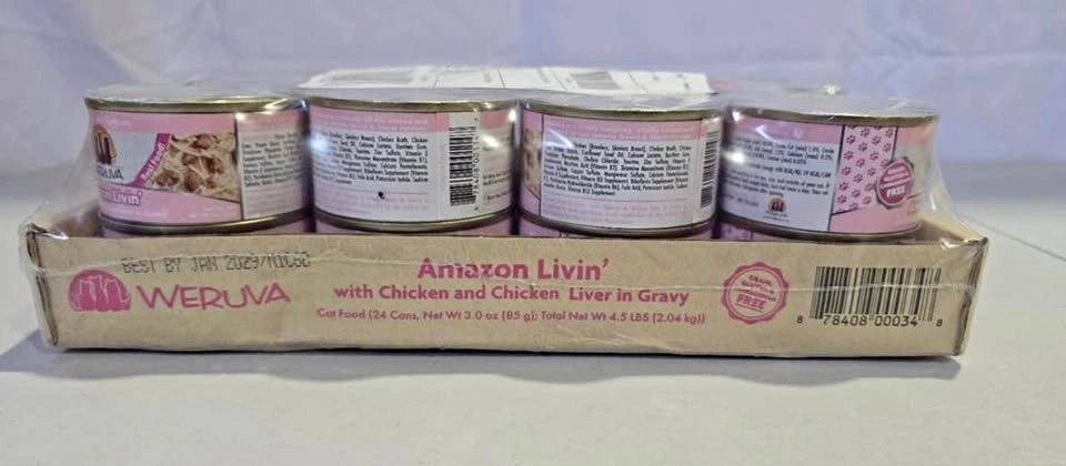 NEW Weruva Amazon Livin’ Wet Cat Food (Case of 24 x 5.5 oz Cans)