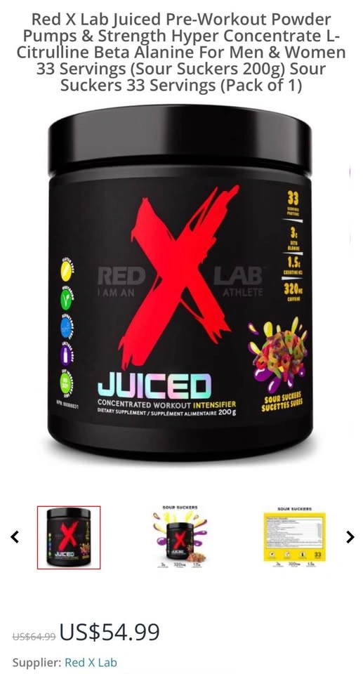 NEW Red X Lab Juiced Pre-Workout Powder (Sour Suckers) - photo 3