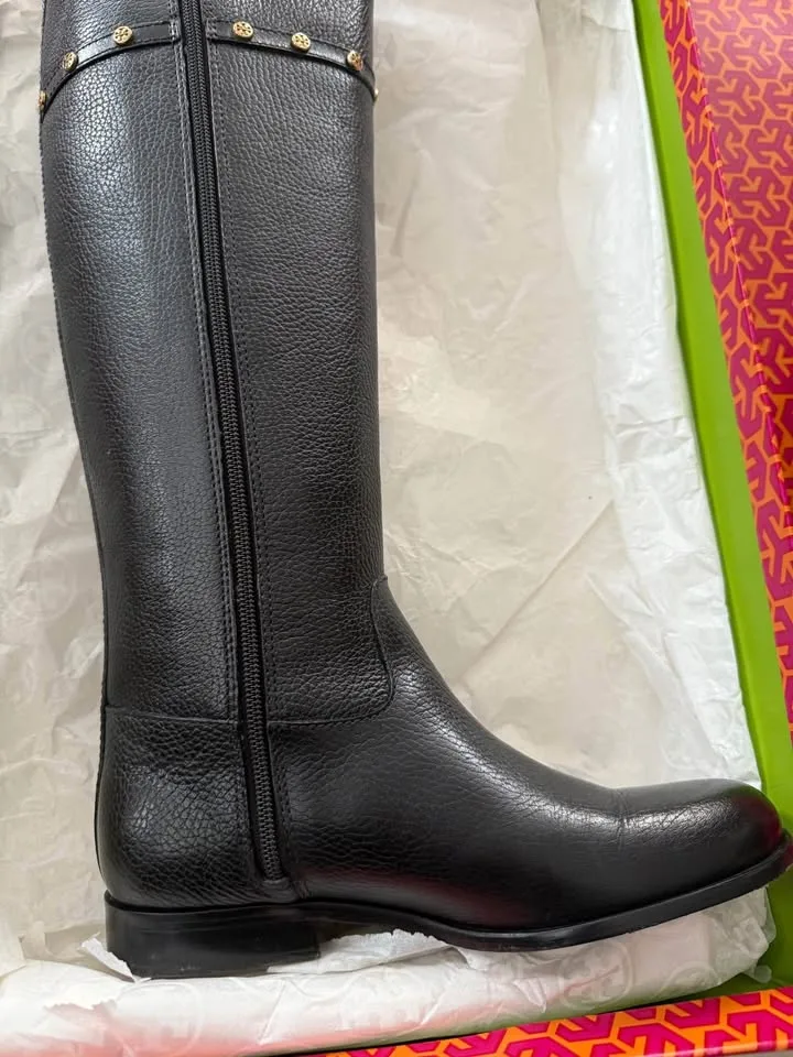 Tory Burch Mae Black Leather Riding Boots Size 7 image indicator(2)