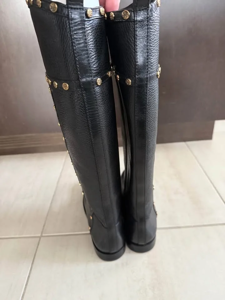 Tory Burch Mae Black Leather Riding Boots Size 7 image indicator(5)