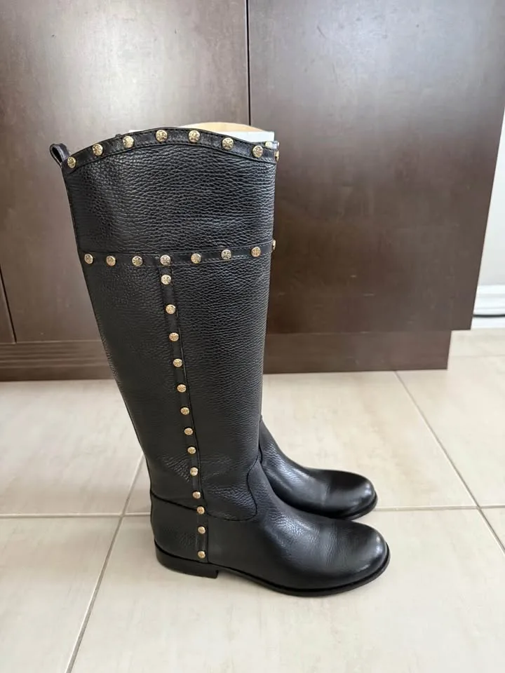 Tory Burch Mae Black Leather Riding Boots Size 7 image indicator(6)