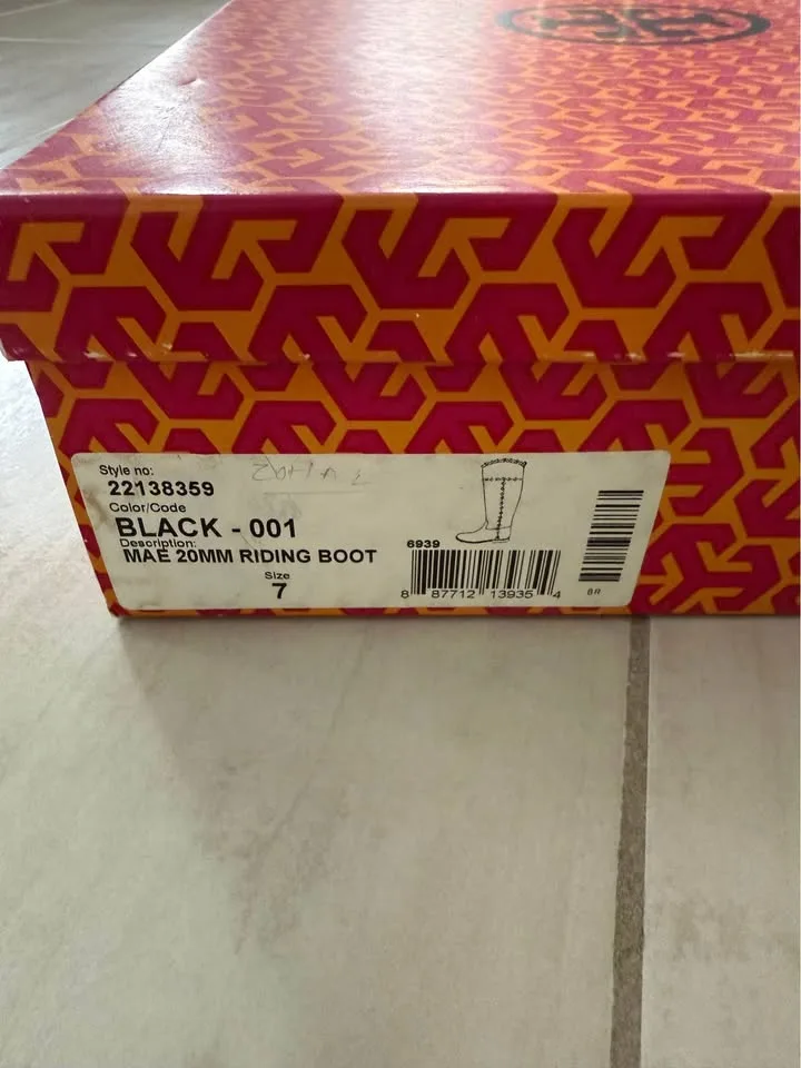 Tory Burch Mae Black Leather Riding Boots Size 7 image indicator(10)