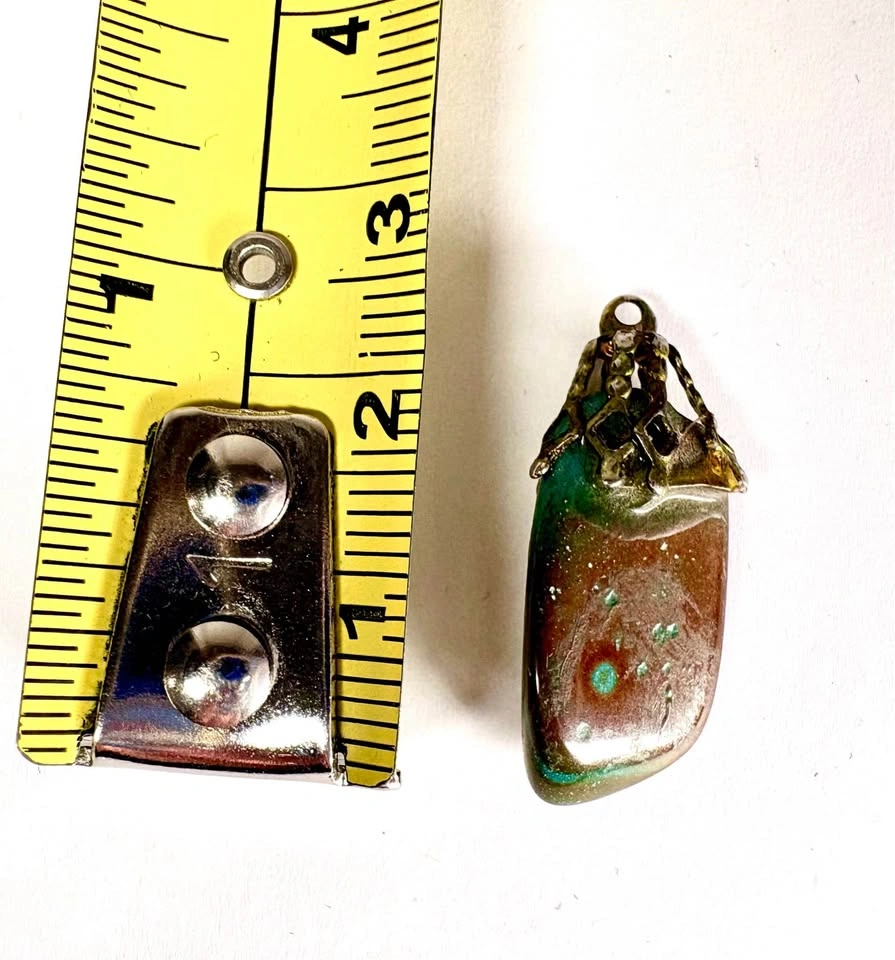 Vintage Polished Stone Pendant with Decorative Metal Bail - photo 5