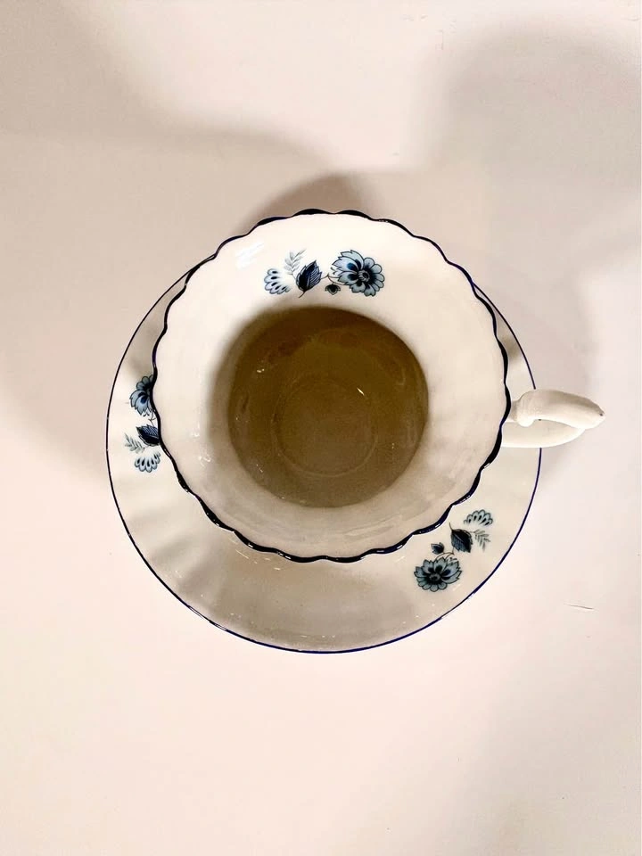 Vintage Delft Blue Style Windmill Teacup and Saucer Set - photo 3
