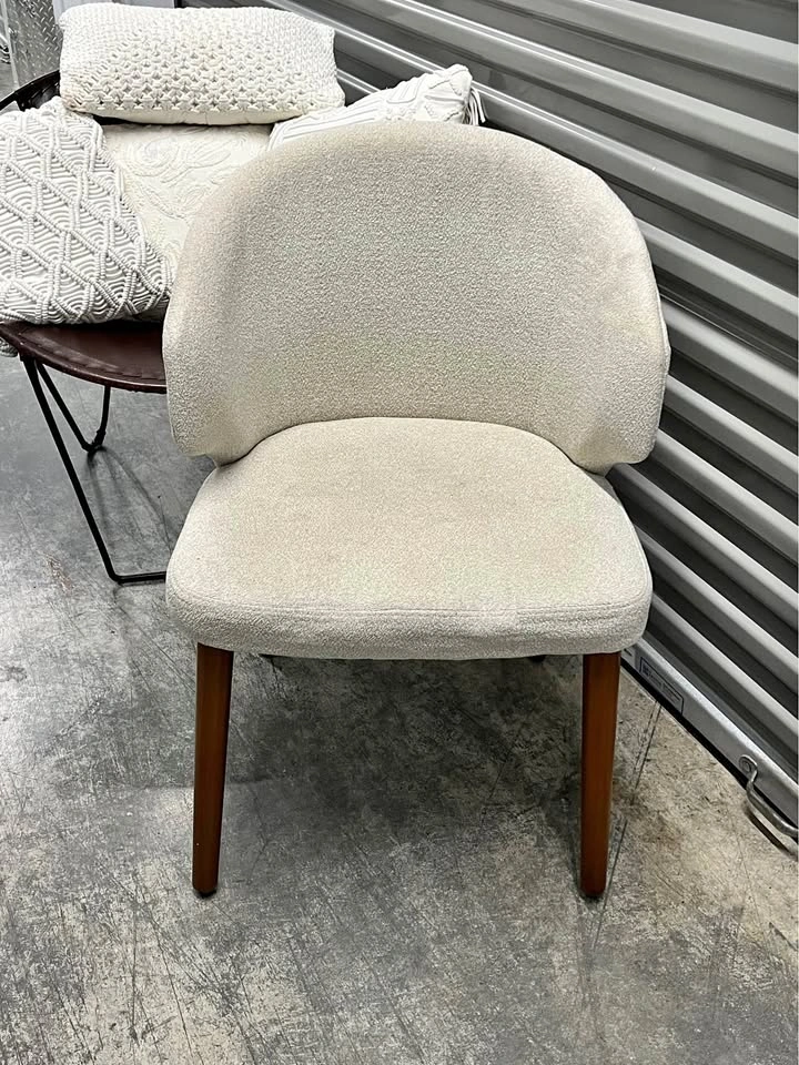 Cream Textured Curved-Back Accent or Dining Chair