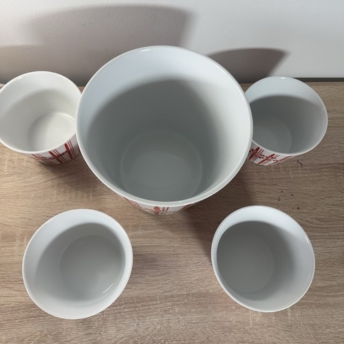 Retro Red & White Striped Ceramic Fresh Popcorn Bowl Set - photo 3