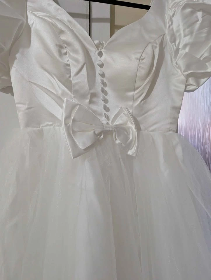 Cute Wedding White Puff Sleeve Tulle Dress - photo 2