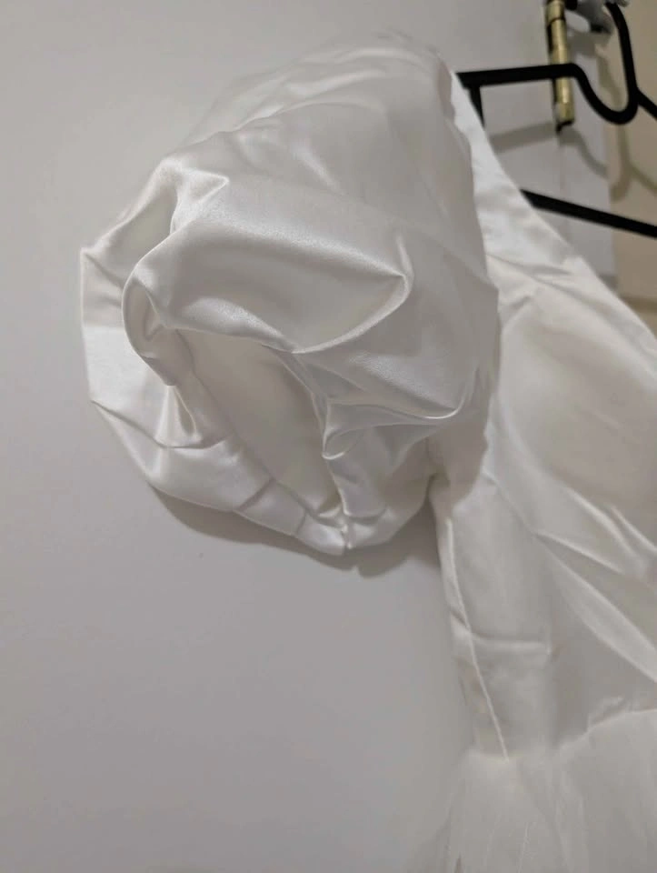 Cute Wedding White Puff Sleeve Tulle Dress - photo 3
