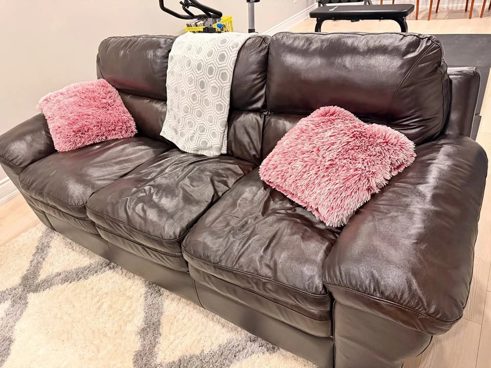 Dark Brown Leather 3-Seat Sofa