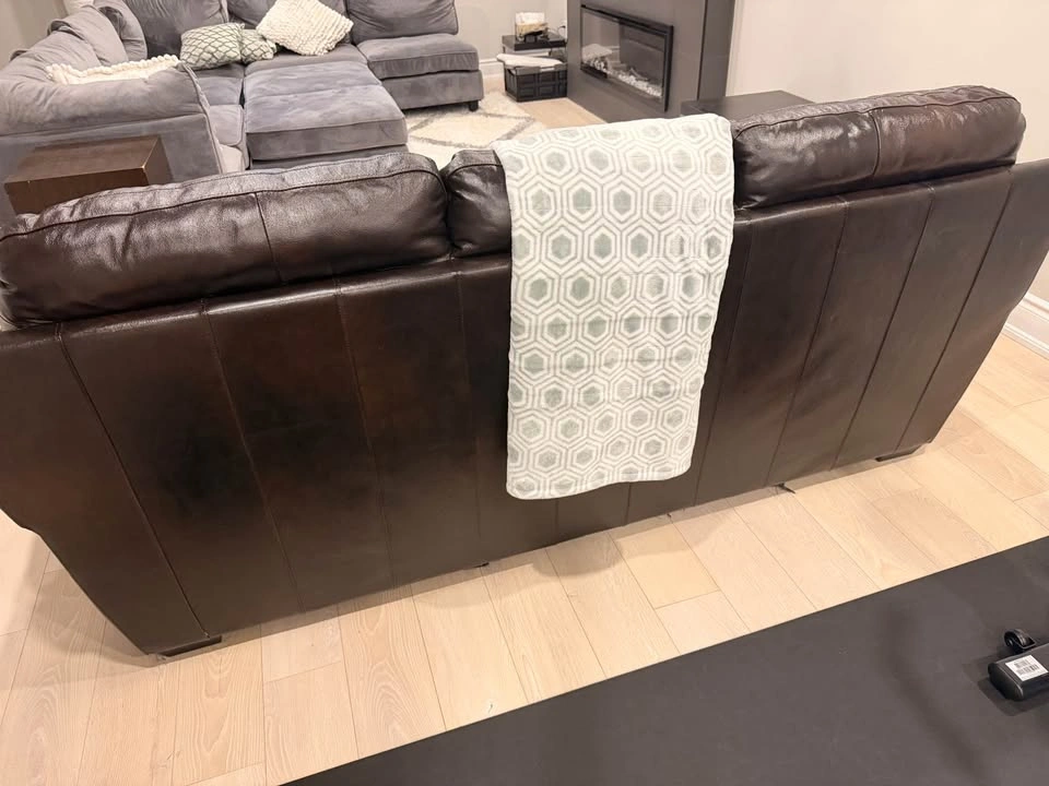 Dark Brown Leather 3-Seat Sofa - photo 2