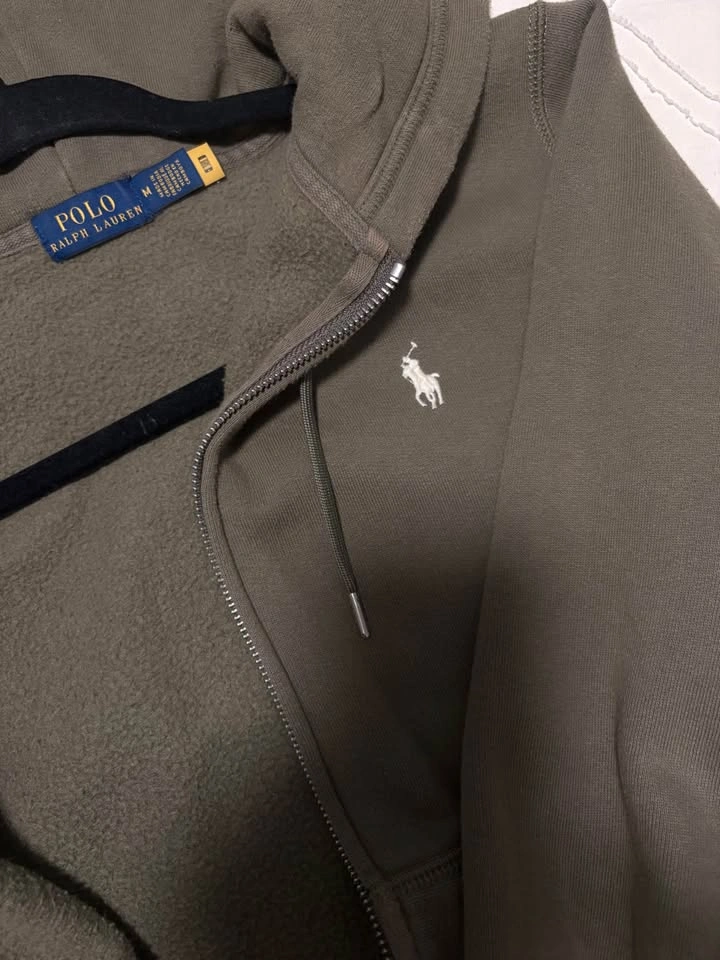 Polo Ralph Lauren Olive Green Full-Zip Hoodie - Size Medium - photo 3