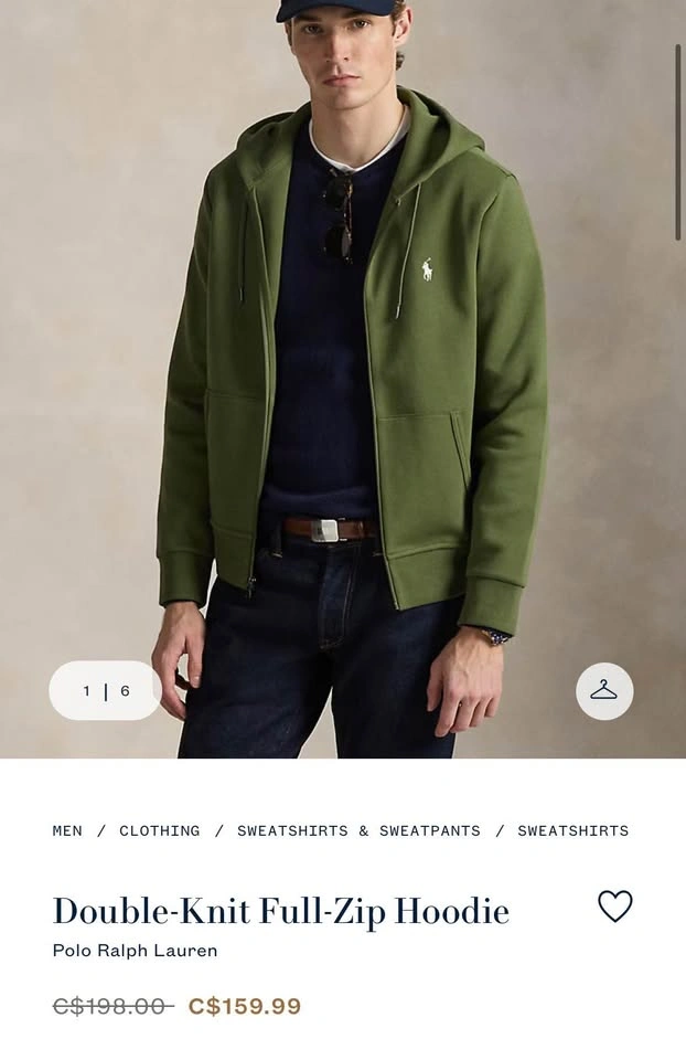 Polo Ralph Lauren Olive Green Full-Zip Hoodie - Size Medium - photo 4