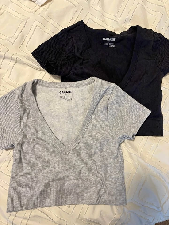 Garage V-Neck Crop Tops