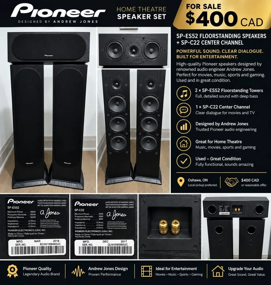 Pioneer SP-ES52 Floorstanding Speakers + SP-C22 Center Speaker - photo 2