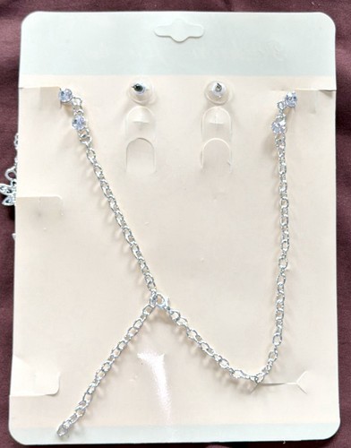 Necklace & Rhinestone Crystal Earrings Set Statement Jewelry - photo 3